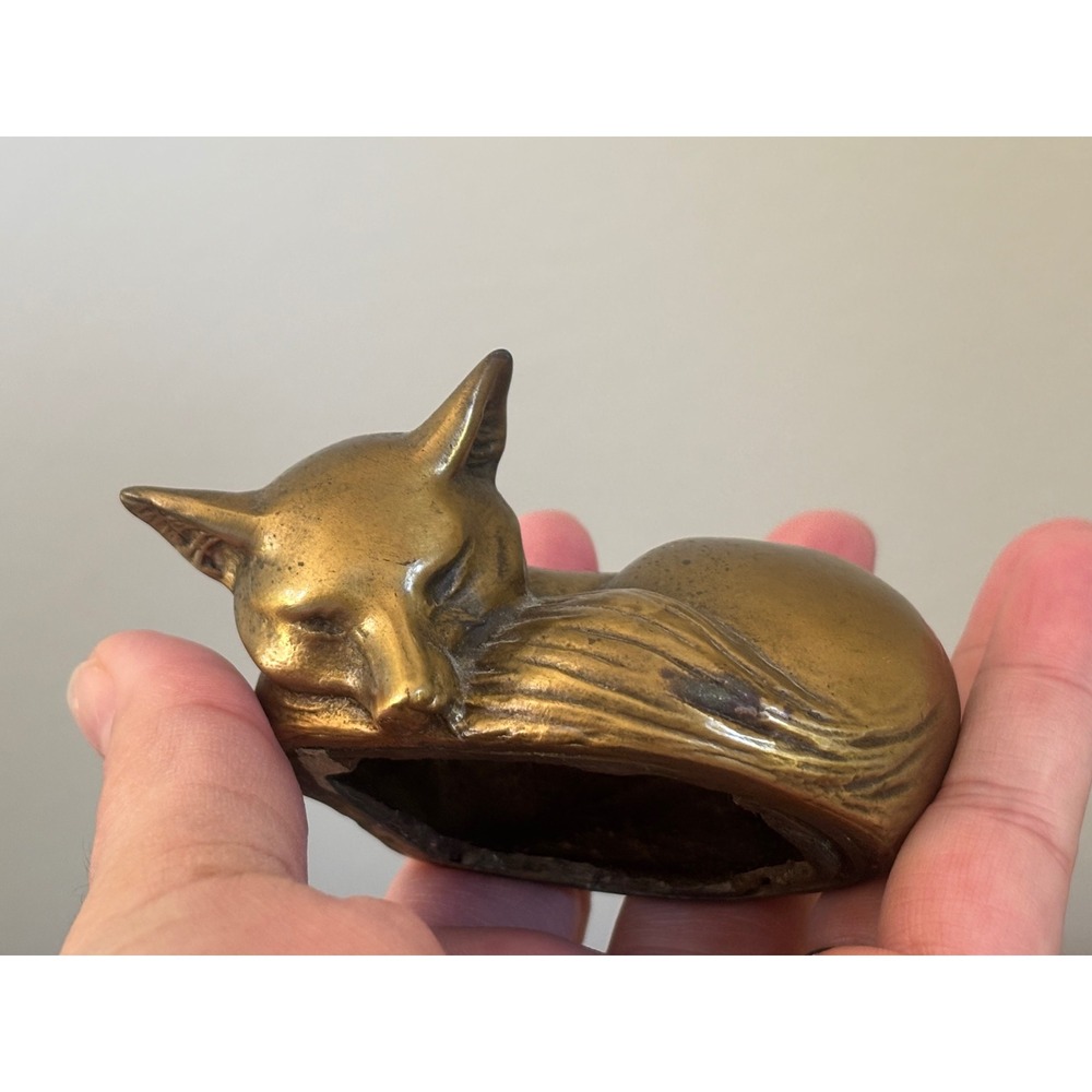 Vintage Brass Sleeping Fox
